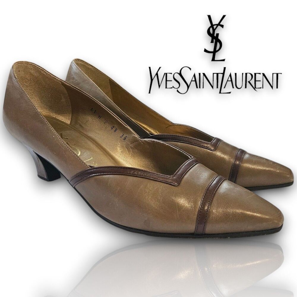 Yves Saint Laurent Vintage 1980s Brown Leather Pumps EU Size 36 / US 5.5